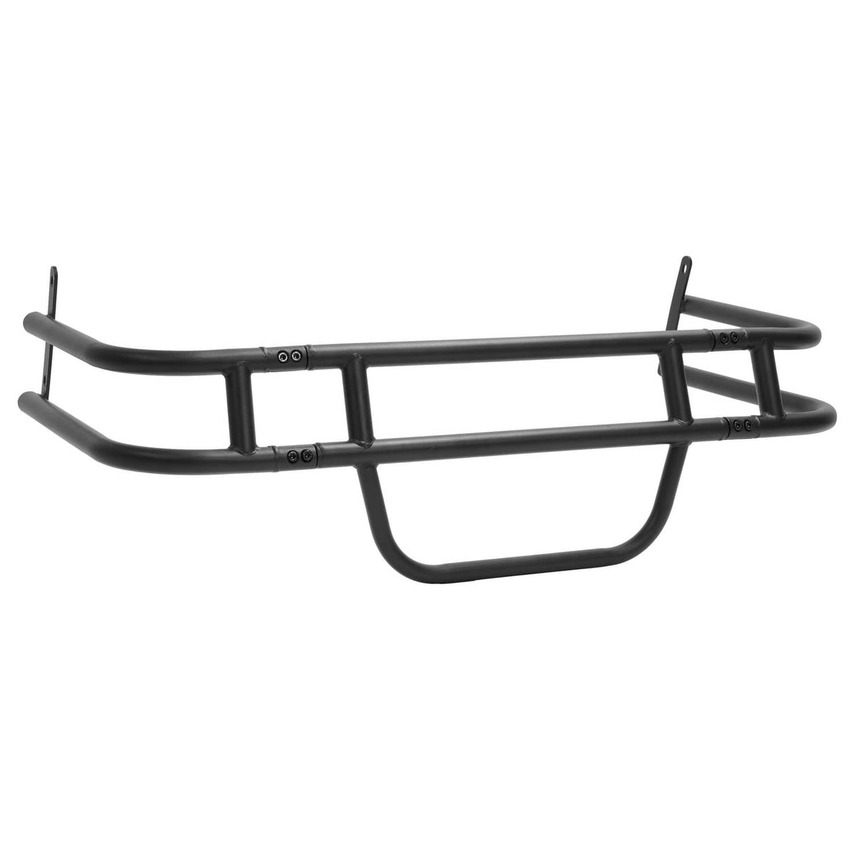 Black golf cart brush guard bumper grille with straight center bar and side supports