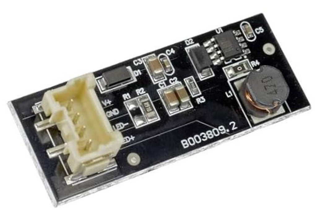 LED tail light control PCB with connector pins and electronic components