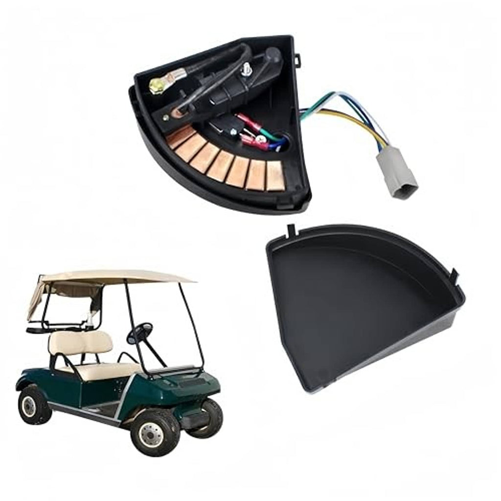 Golf cart wiper switch assembly with open black housing and internal electrical contacts