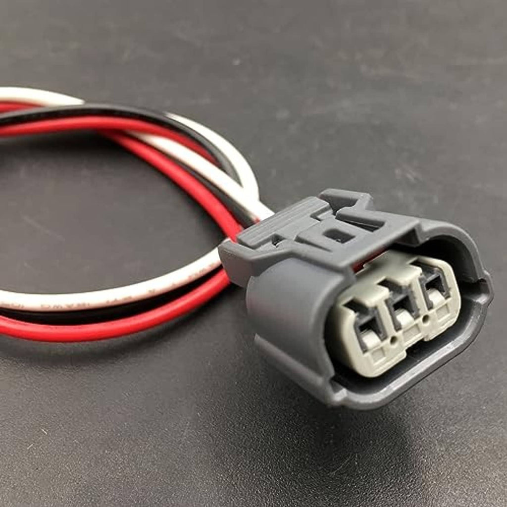 DRL connector pigtail harness with grey plug and red/white/black wire leads