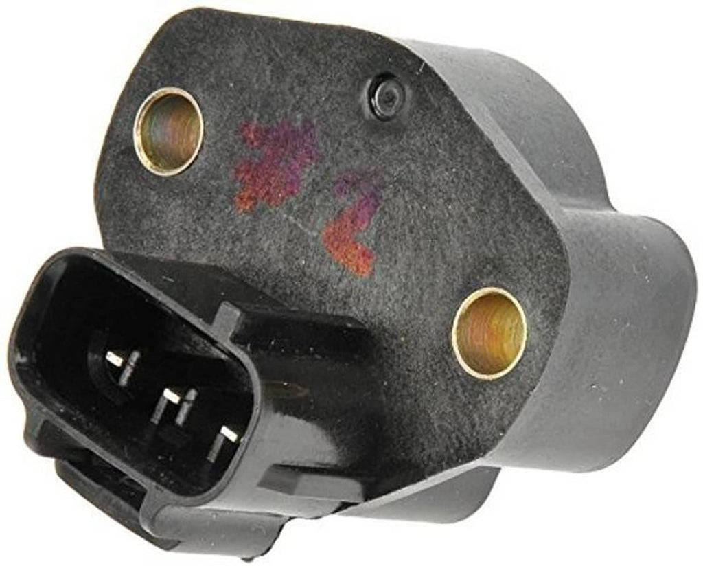 Throttle position sensor angled side view with front connector and two mounting tabs