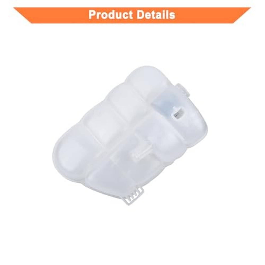 Translucent coolant reservoir tank showing mounting tabs on underside