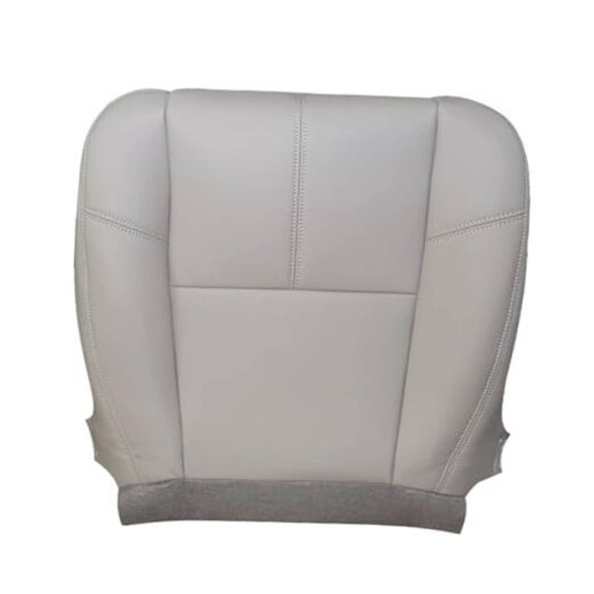 Light gray seat bottom cover replacement with vertical stitching and smooth padded panels