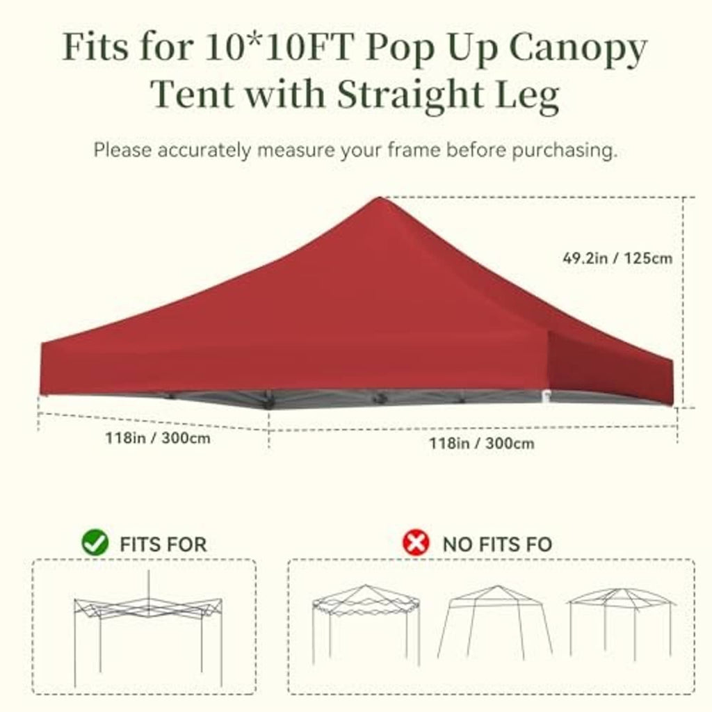 Red 10x10 pop-up canopy replacement top cover with peaked roof and side panels