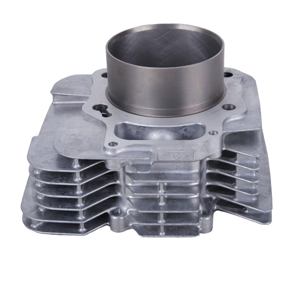 Engine cylinder assembly with integrated fins and piston-bore sleeve