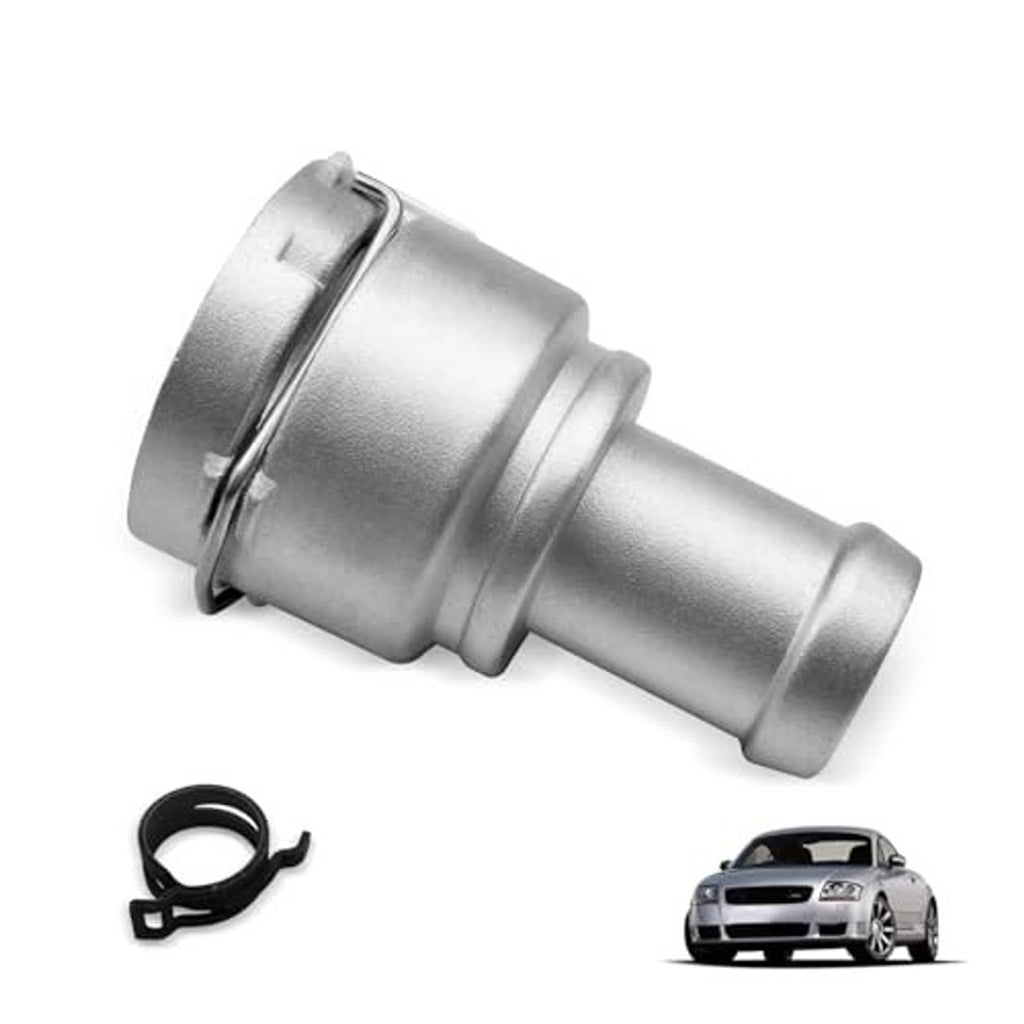 Aluminum quick connector cooling hose with metal flange clamp ring, silver