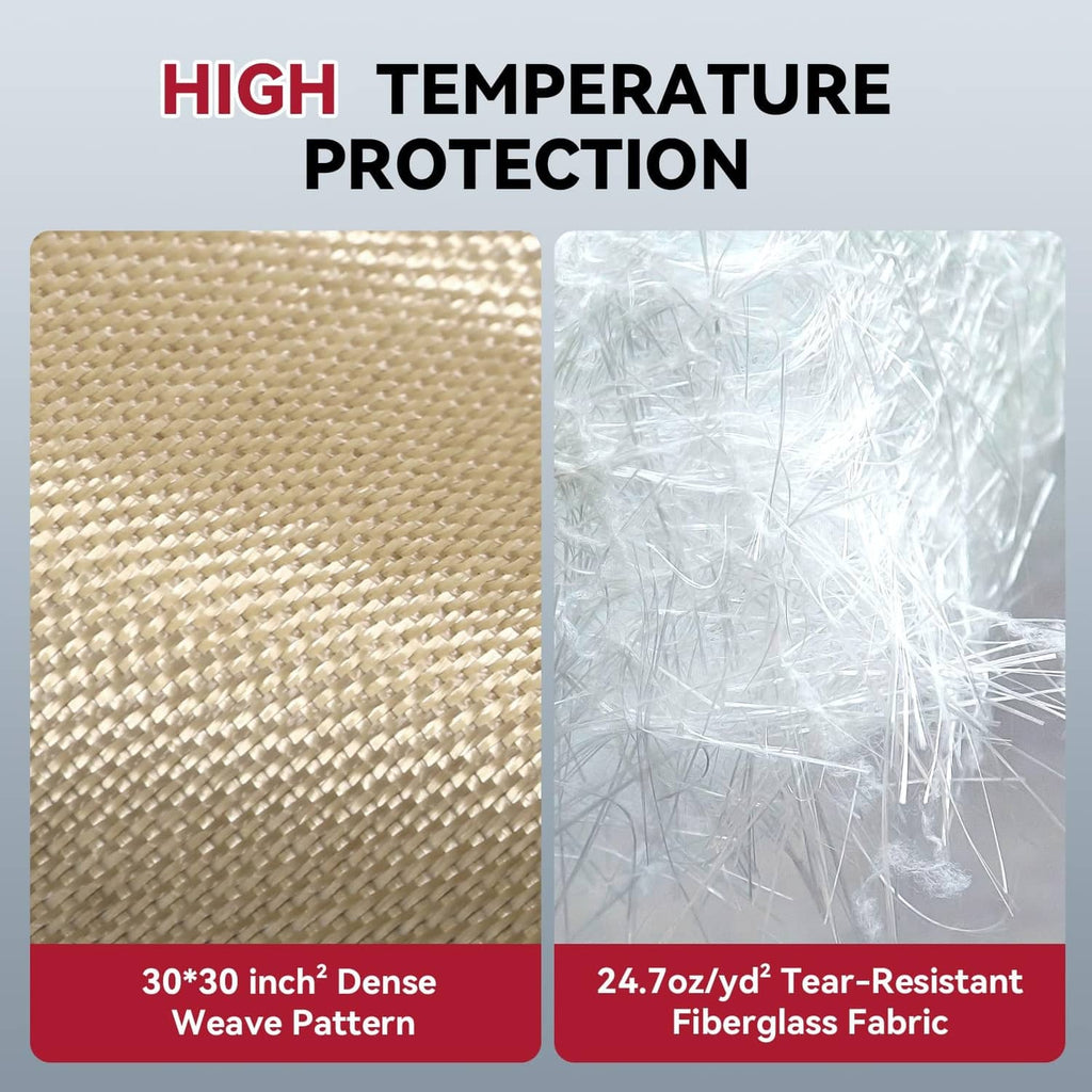 Beige woven welding blanket fabric close-up showing dense texture