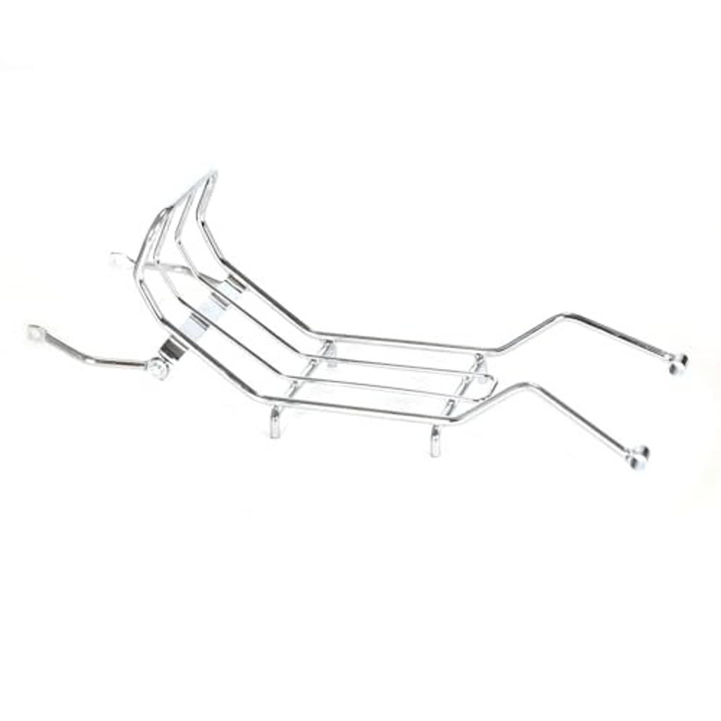 Chrome luggage rack carrier with silver bars and side mounting brackets