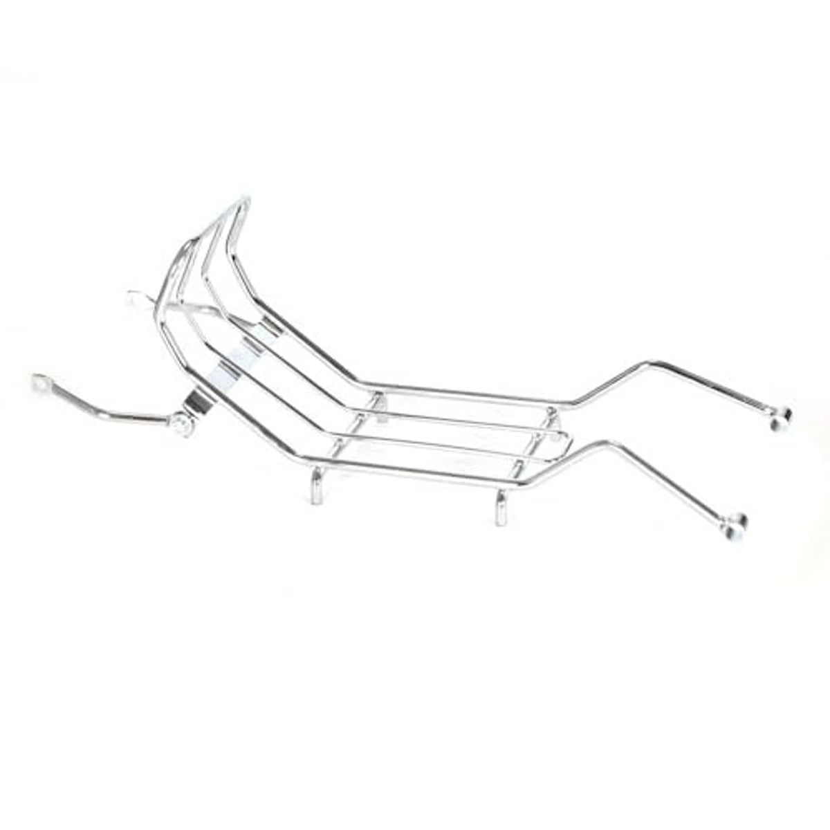Chrome luggage rack carrier with silver bars and side mounting brackets