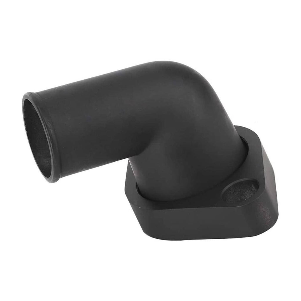 Black 15-degree thermostat neck housing with angled outlet