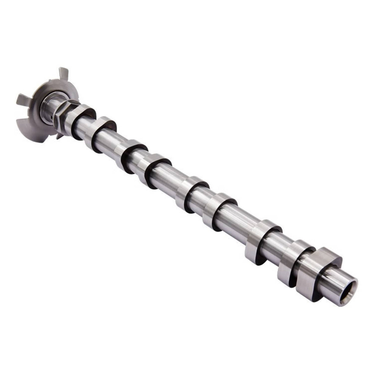 Intake camshaft assembly with round mounting flange and dark oil-seal bands