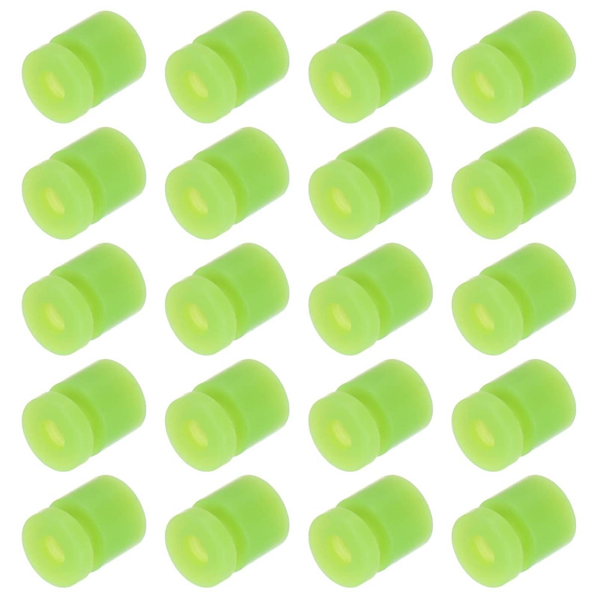 Green RC anti-vibration rubber damping balls, small cylinders with central hole, 4x4 set.
