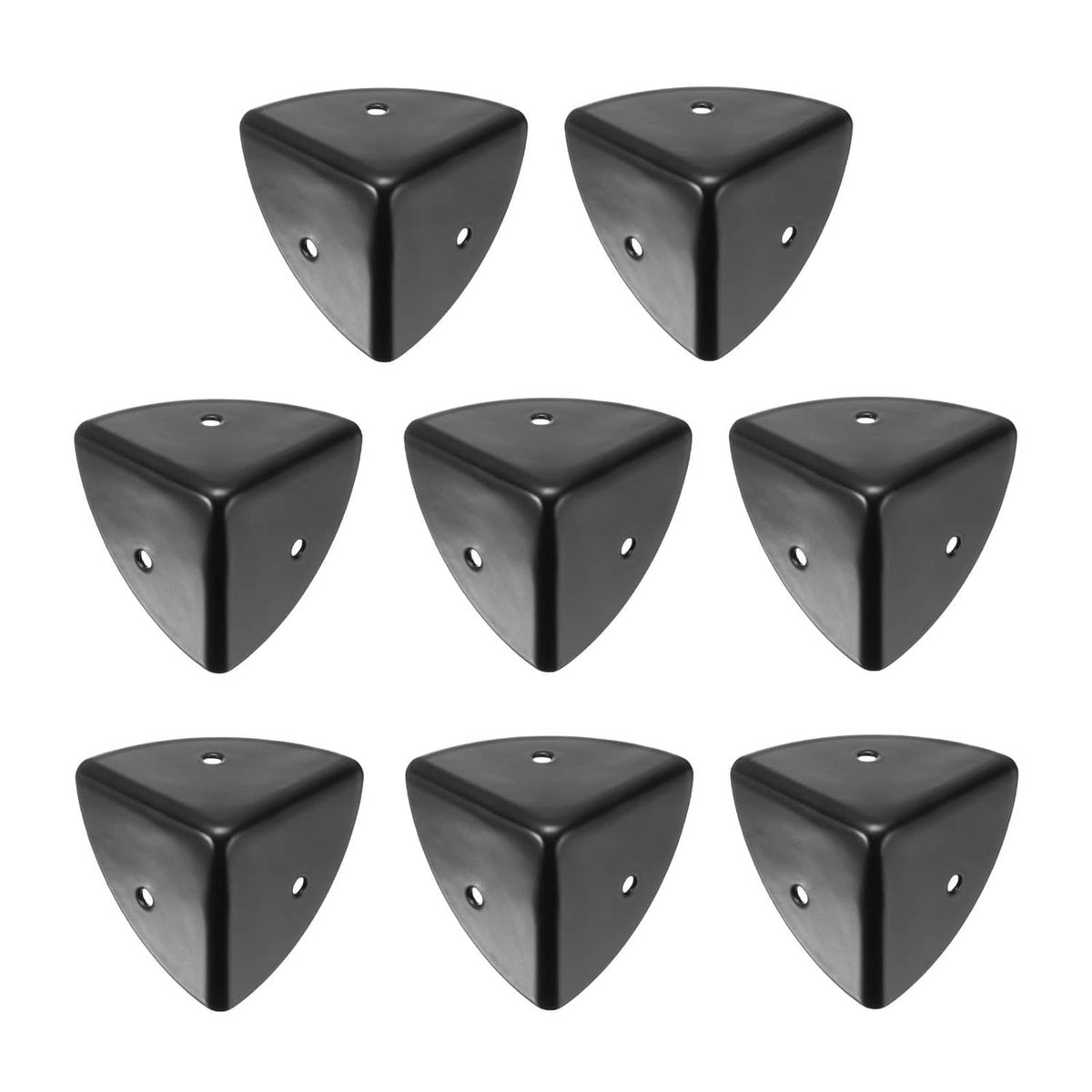Black metal corner protector set of 8, triangular corner guards with screw holes