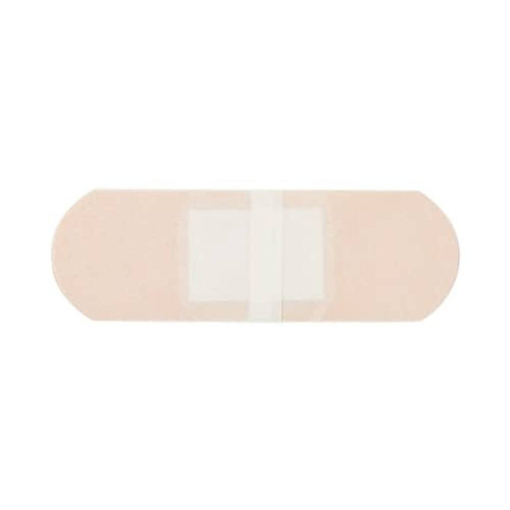 Plastic adhesive bandage strip, beige with clear center
