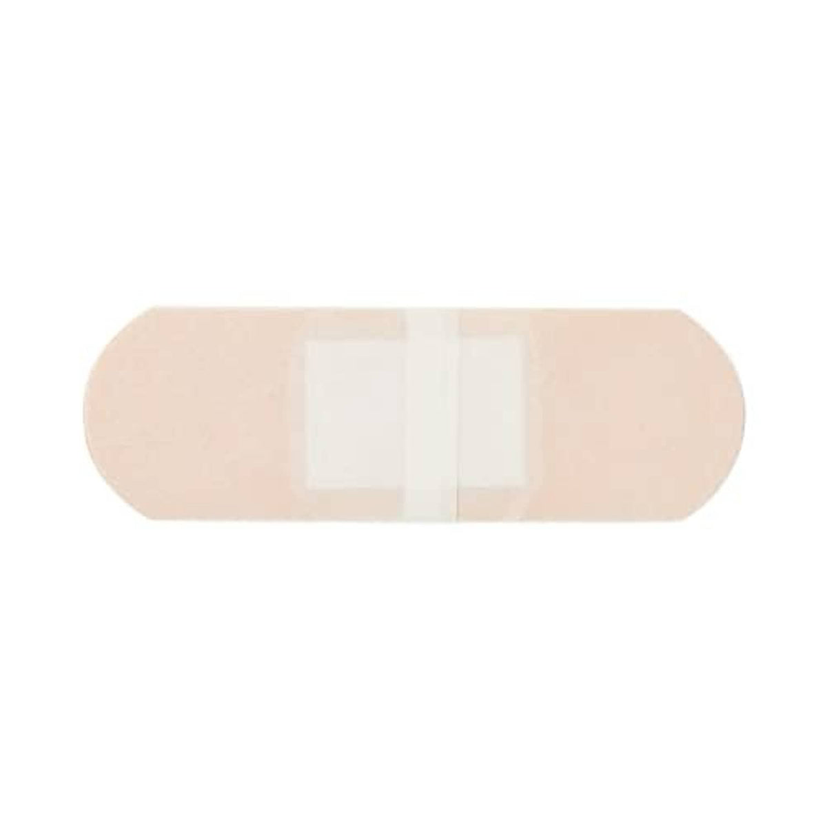 Plastic adhesive bandage strip, beige with clear center