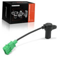 Engine camshaft position sensor with black body, green connector, and cable