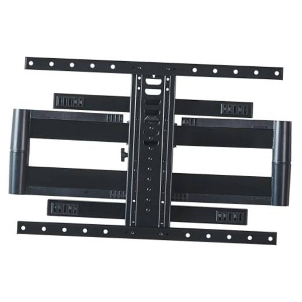 Black full-motion TV mount bracket with center column and support rails