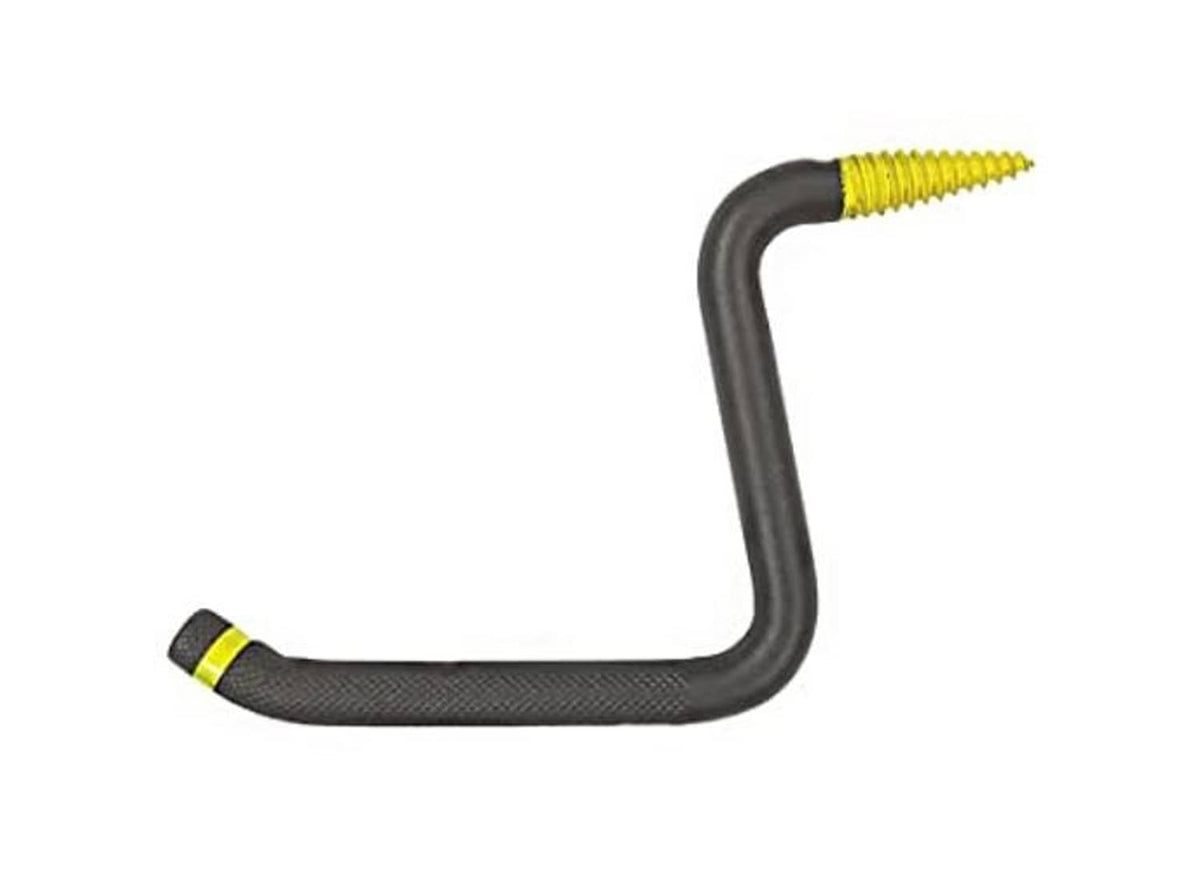 L-shaped tree step tool with textured dark grip and yellow self-tapping screw