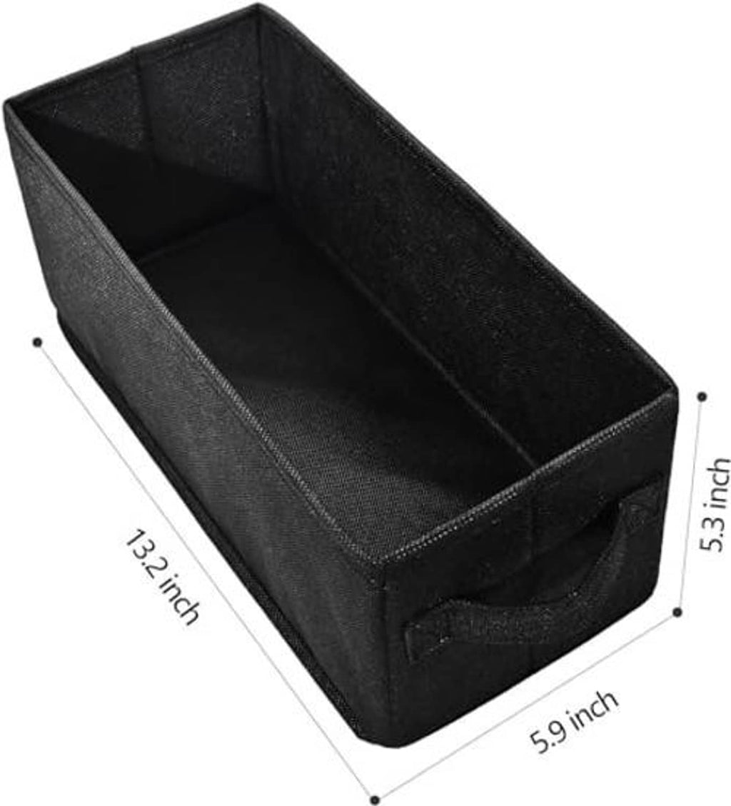 Black foldable CD storage case, open-top with padded sides and front handle cutout