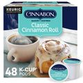 Cinnabon Classic Cinnamon Roll K-Cup pods box with light roast cup and pod