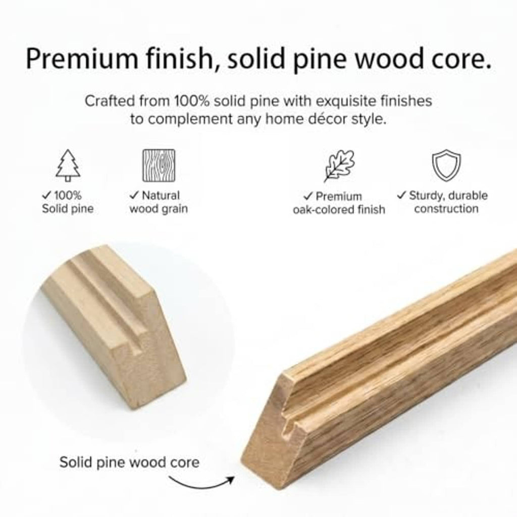 Solid pine wood picture frame with natural wood-grain finish and durable construction.
