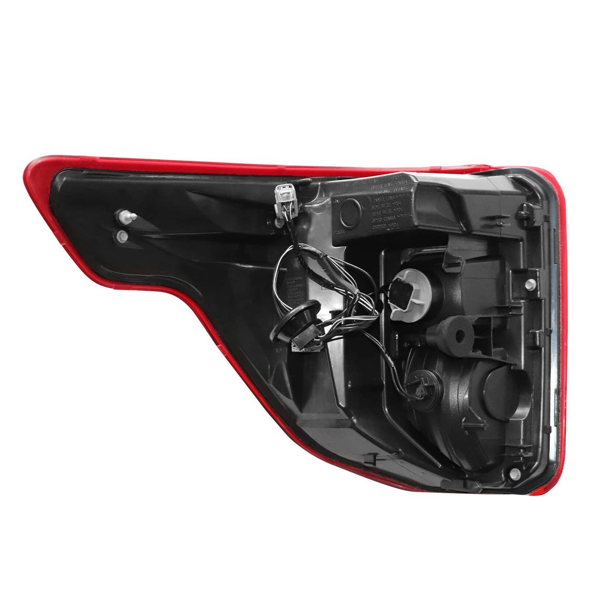 Right rear LED tail light assembly with red and clear lens, black housing