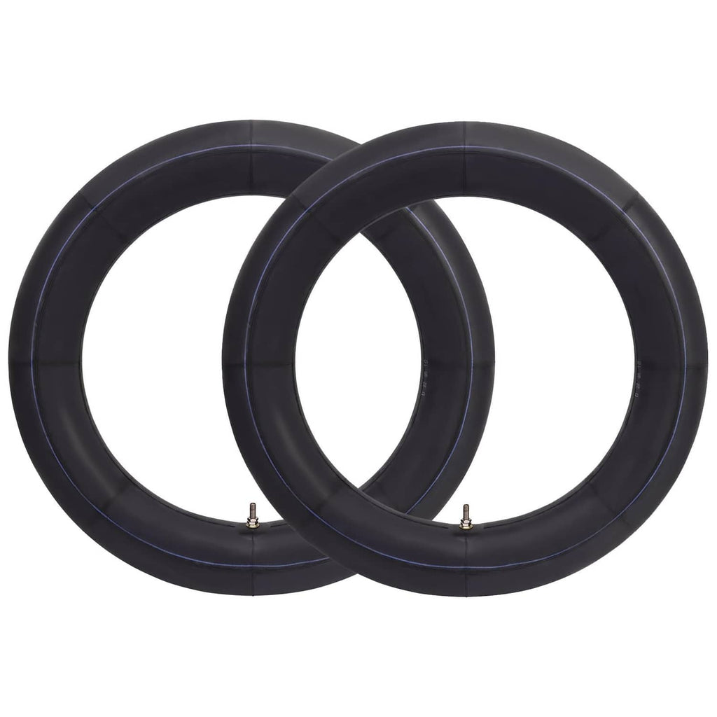 Set of 2 motorcycle inner tubes in black rubber with blue stripe and valve stems