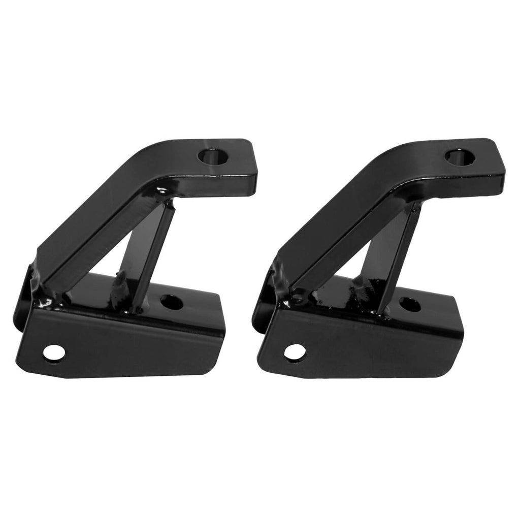 Black powder-coated lift support arms with top holes and mounting tabs