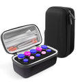 Black insulin vial protector case with zipper and open foam insert holding 10 slots