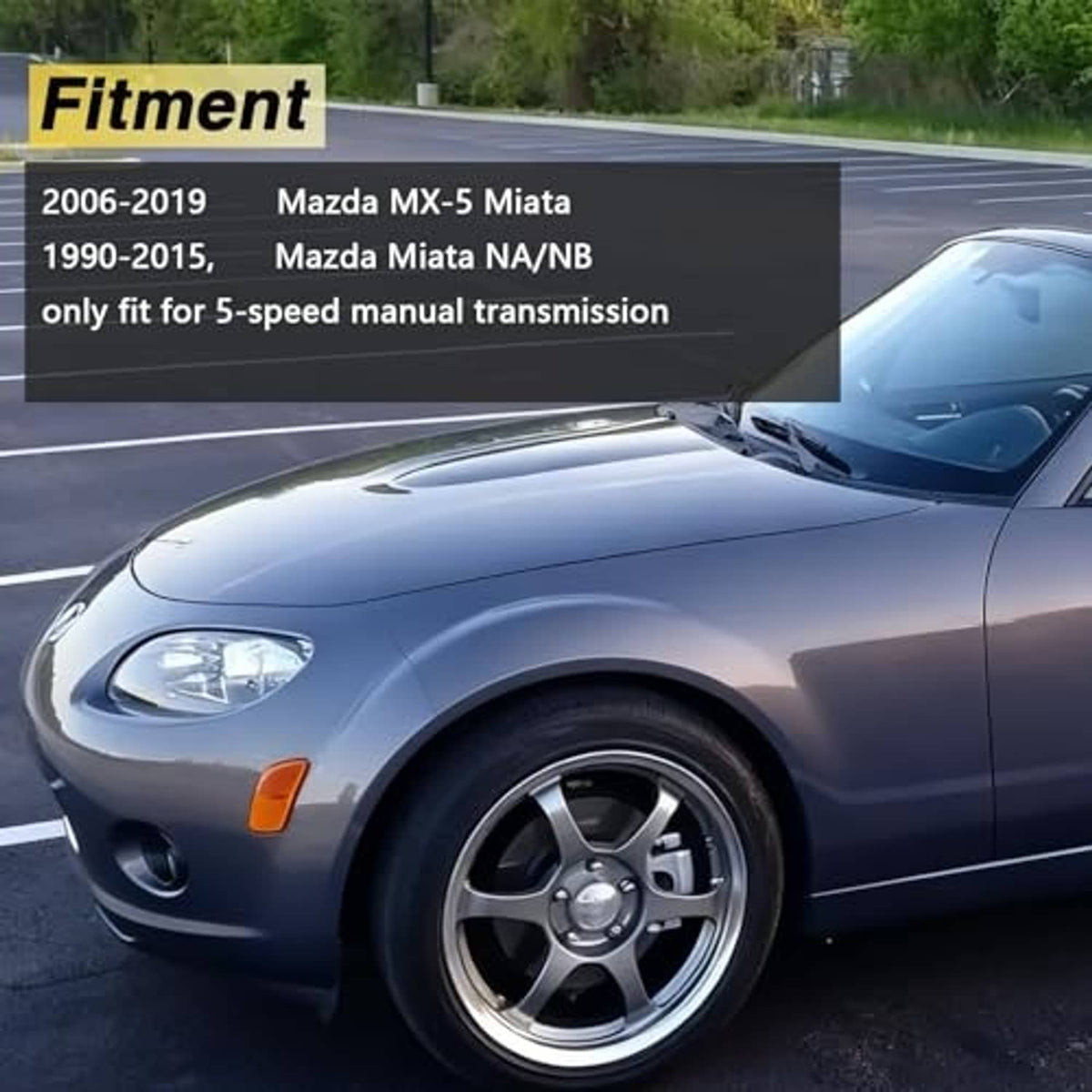 Vehicle fitment graphic for 5-speed manual transmission shifter bushing