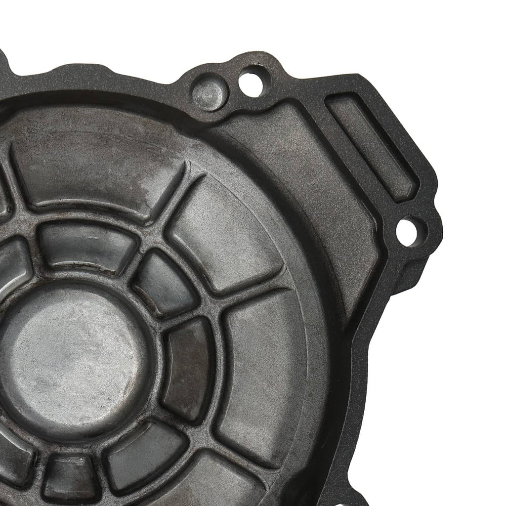 Close-up of engine cover inner pattern and mounting bolt hole area