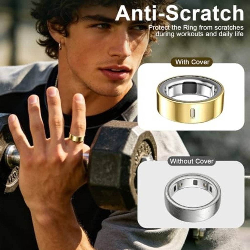 Gold and silver TPU ring covers displayed side by side.