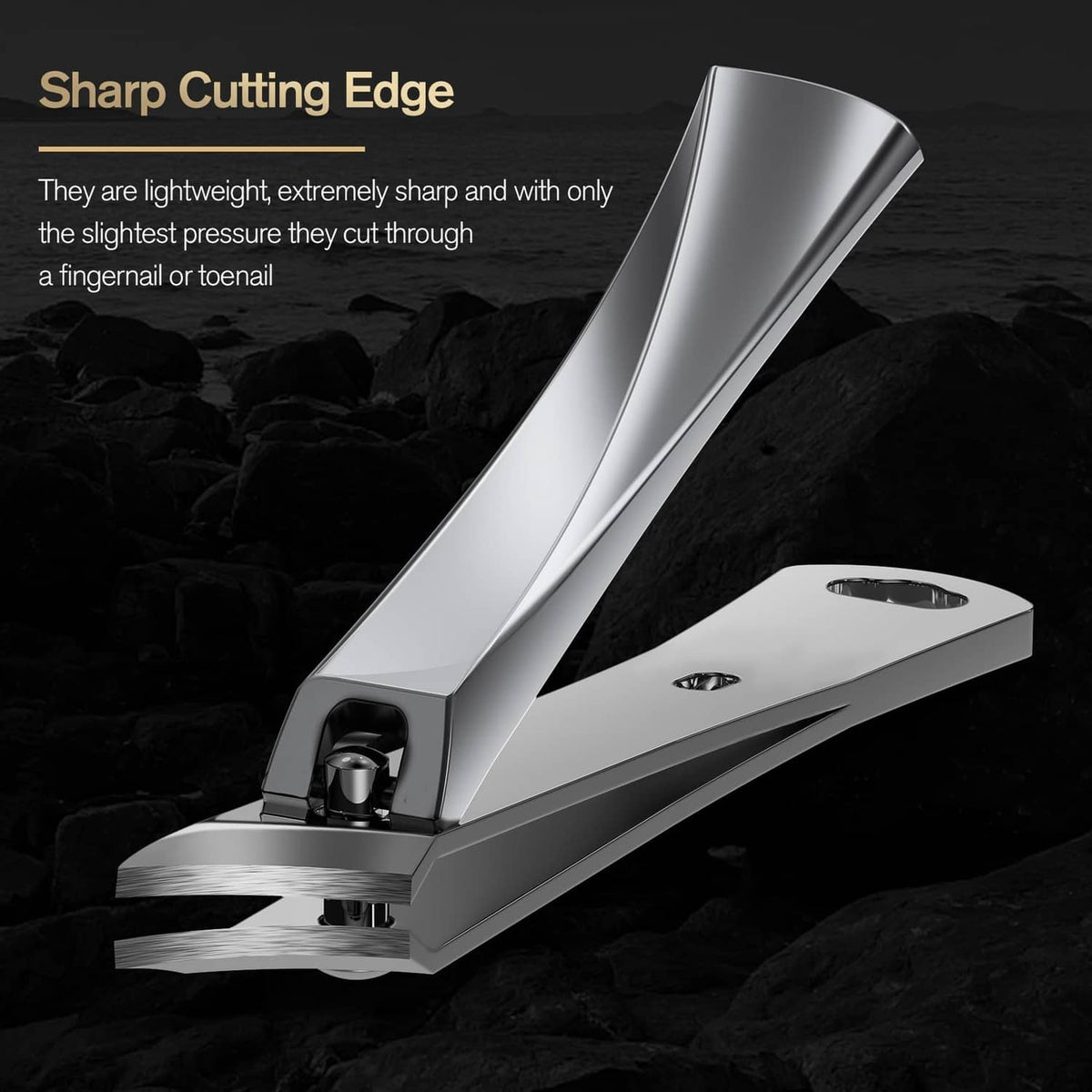 Ingrown nail clipper with sharp curved cutting edge and slim silver metal frame.