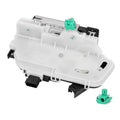 Front door lock latch actuator, white housing with green connector clips