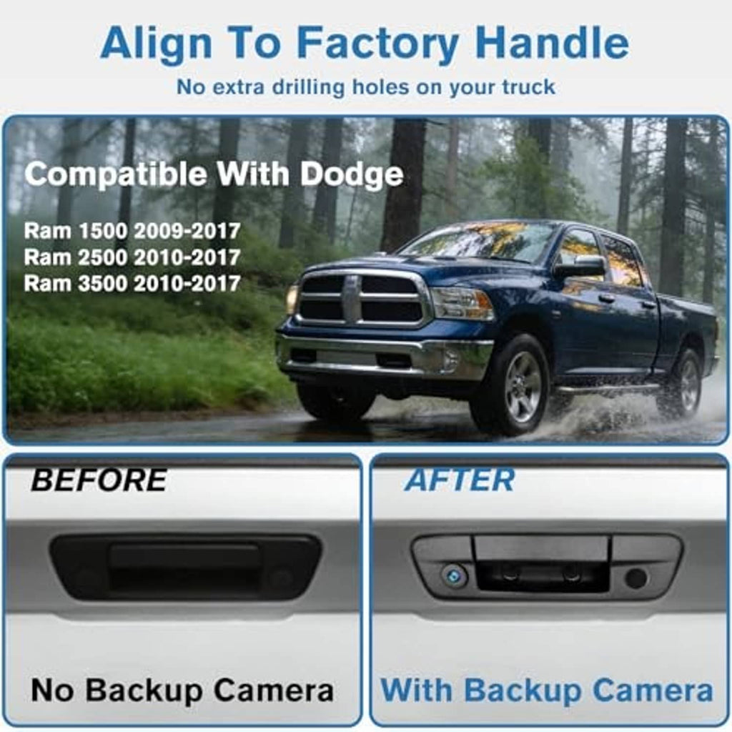 Tailgate handle backup camera installed in vehicle handle opening area