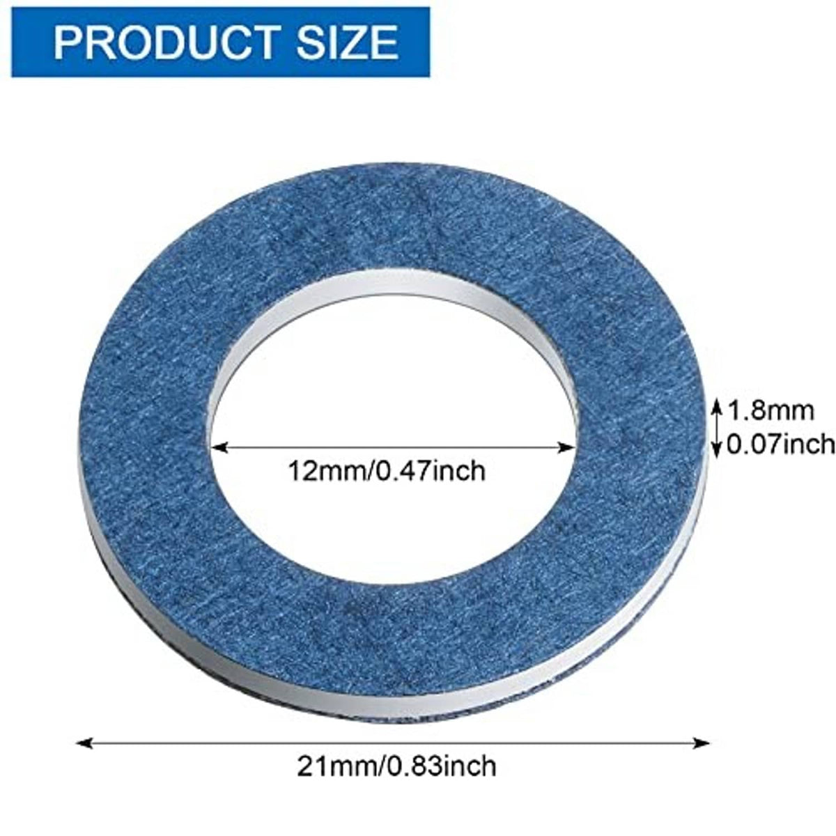 Blue crush washer ring with center hole, flat profile for drain plug sealing