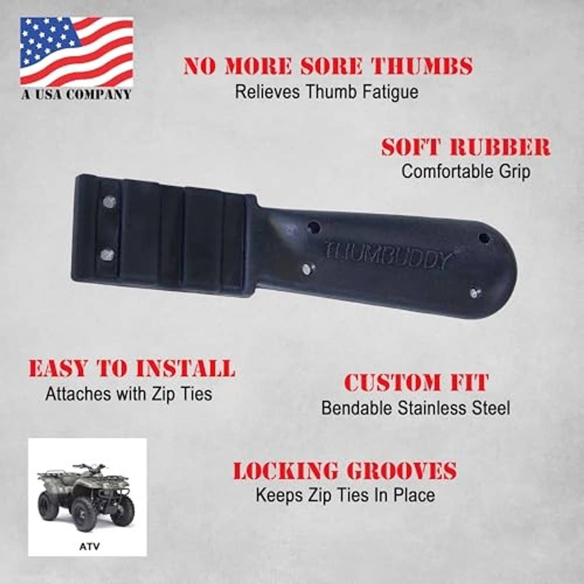 Black throttle thumb extender with padded mounting plate and comfort grip