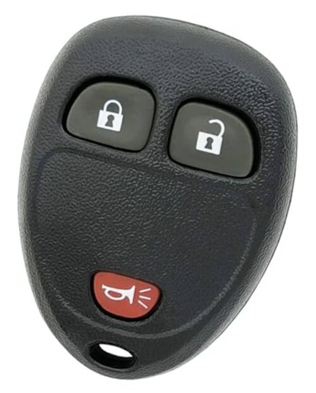 Black textured 3-button key fob shell case with lock/unlock buttons and trunk icon