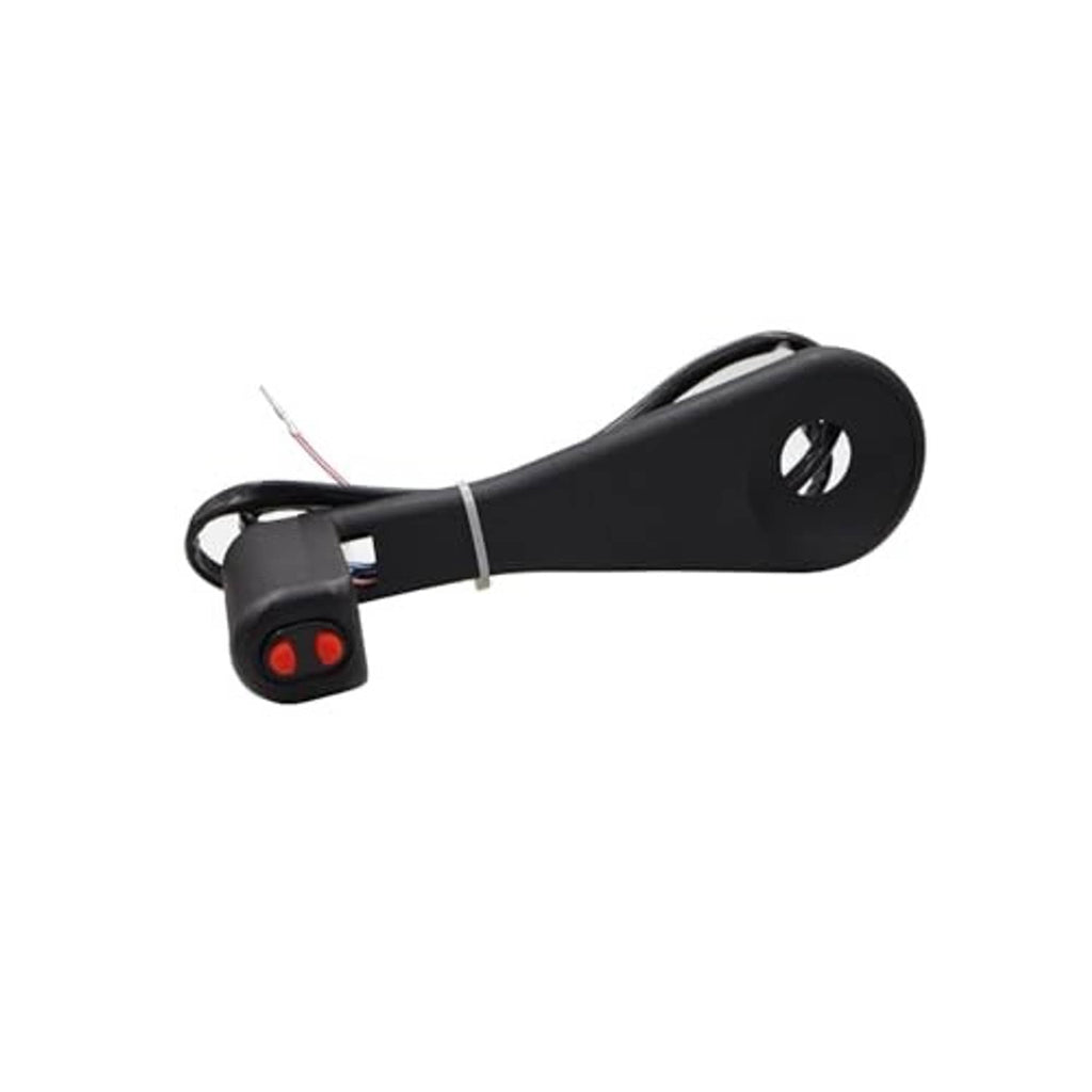 Black rocker switch with red indicator and attached wire leads