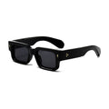 Black thick square sunglasses with dark lenses and padded acetate-style frame