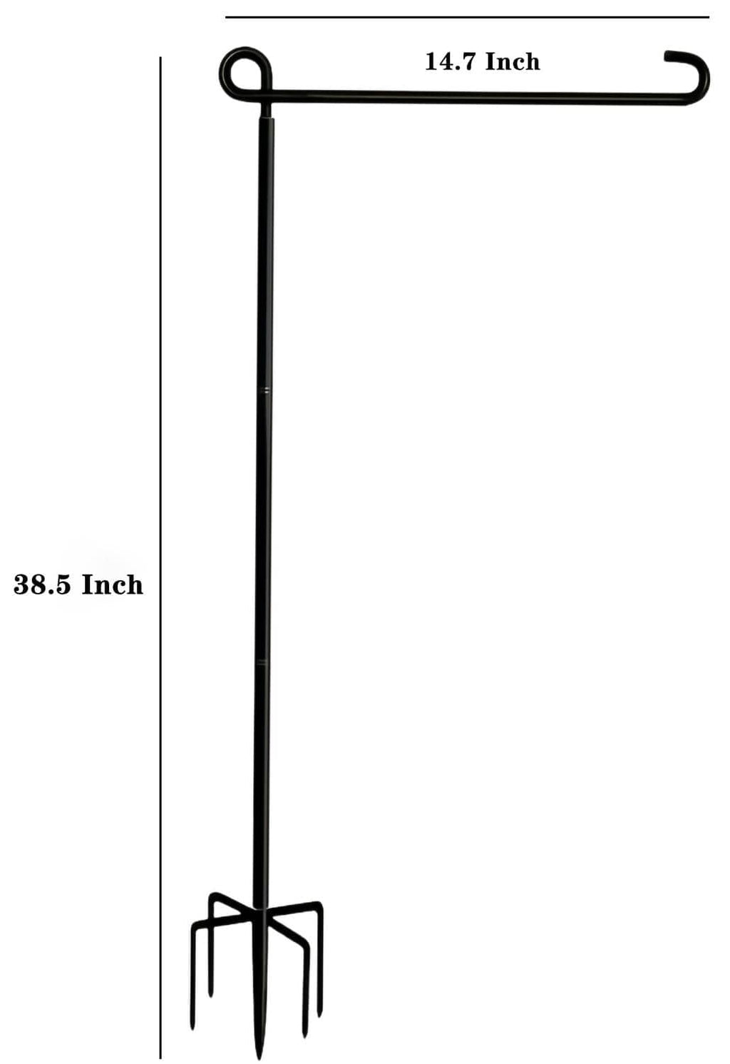 Black metal flag stand pole with 38.5 in height and five-prong base