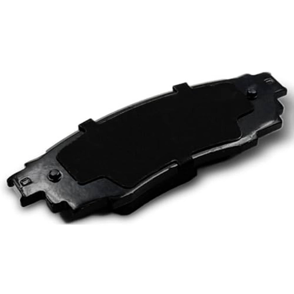 Ceramic disc brake pad set, black friction surface pad with metal backing and mounting slots