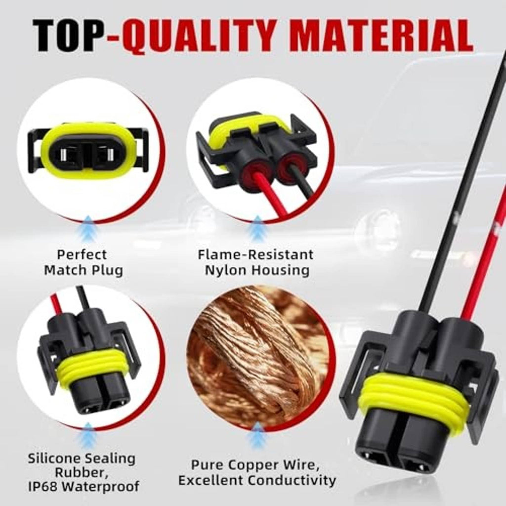 Female nylon pigtail wiring harness with black housing and yellow connector seals