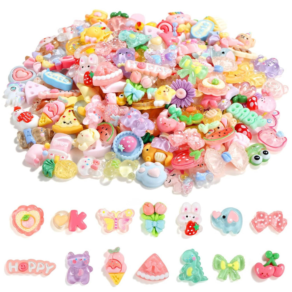 Large pile of multicolor cute slime charm pieces, jelly resin non-repeating set.