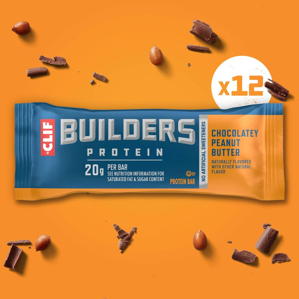 CLIF BUILDERS Protein bar wrapper, chocolatey peanut butter, x12 count