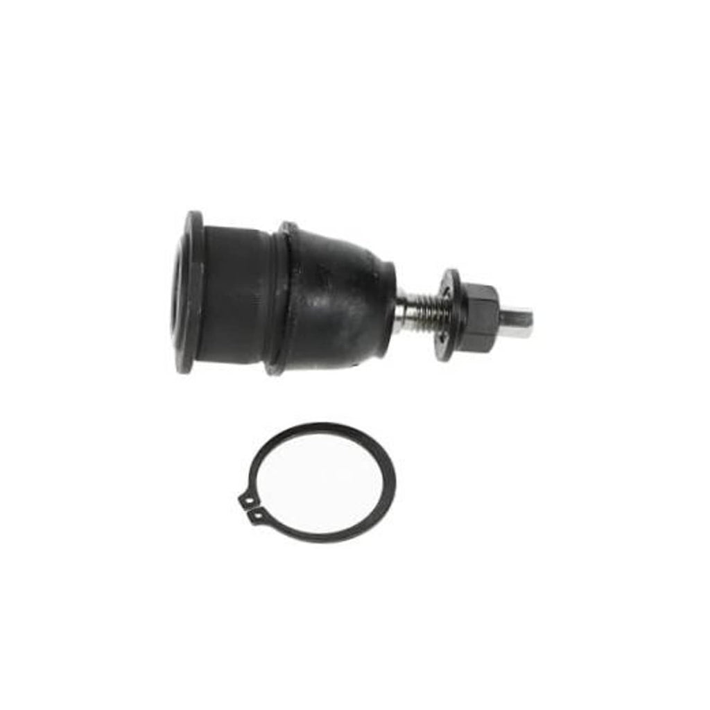 Front upper suspension ball joint with black rubber boot, stud, and circular seal