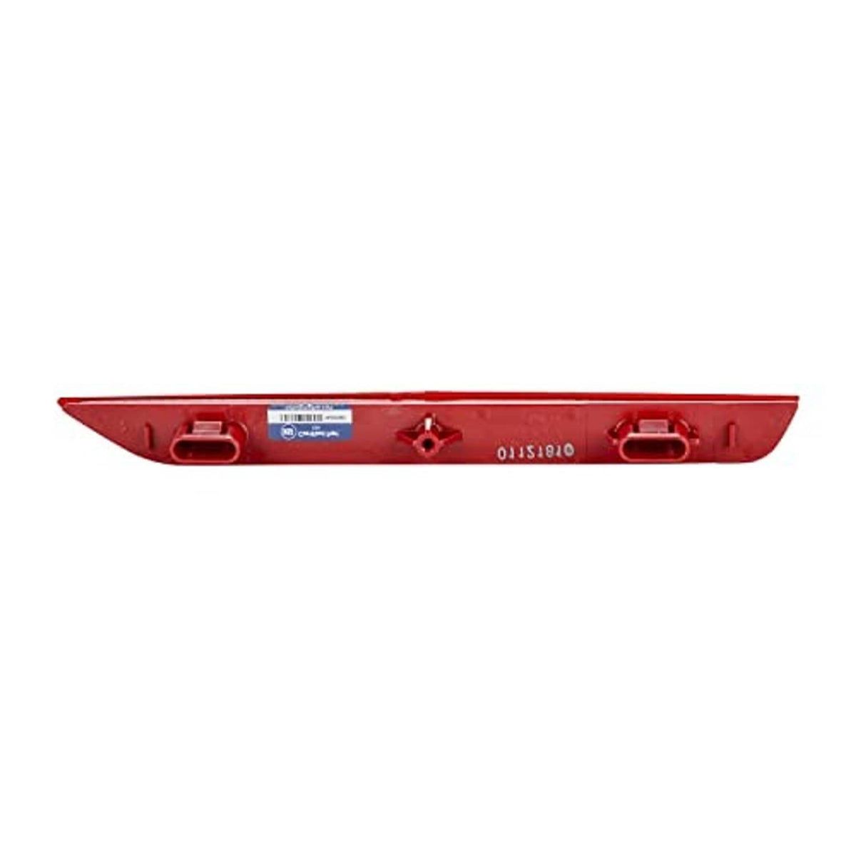 Red reflector assembly backing plate with mounting clips and screw holes