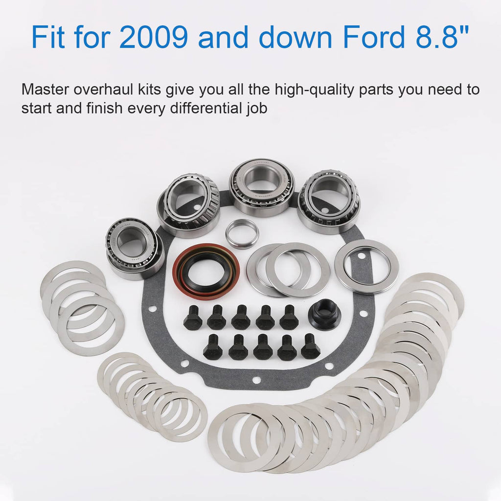 Differential bearing kit parts set with multiple bearings, seal, and cover gasket