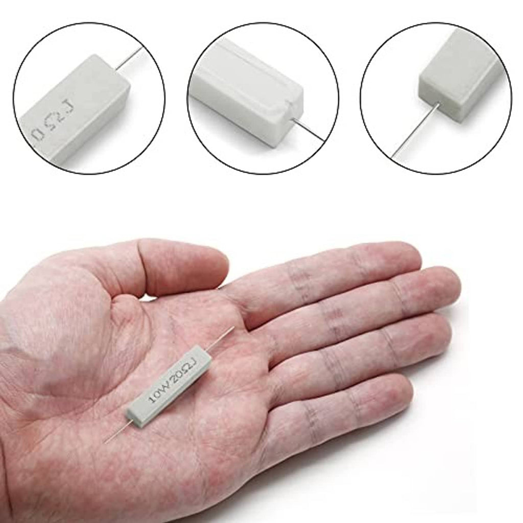 Ceramic power resistor, 10W 20 ohm, rectangular cement resistor