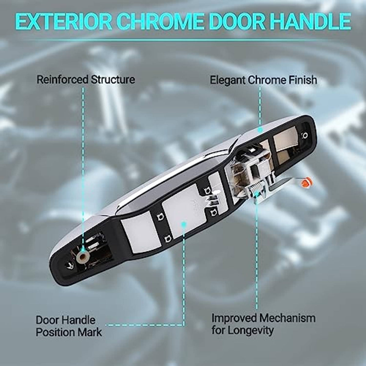 Chrome exterior door handle diagram highlighting handle position mark and mechanism